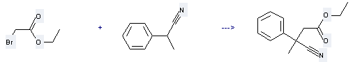 Benzeneacetonitrile, α-methyl- can be used to produce 3-cyano-3-phenyl-butyric acid ethyl ester 